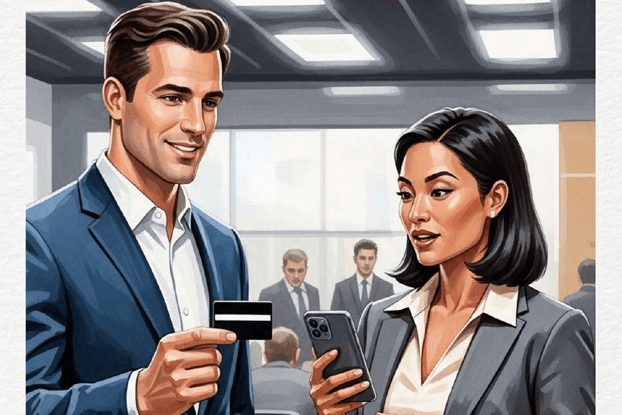 A guide showing how NFC business cards work